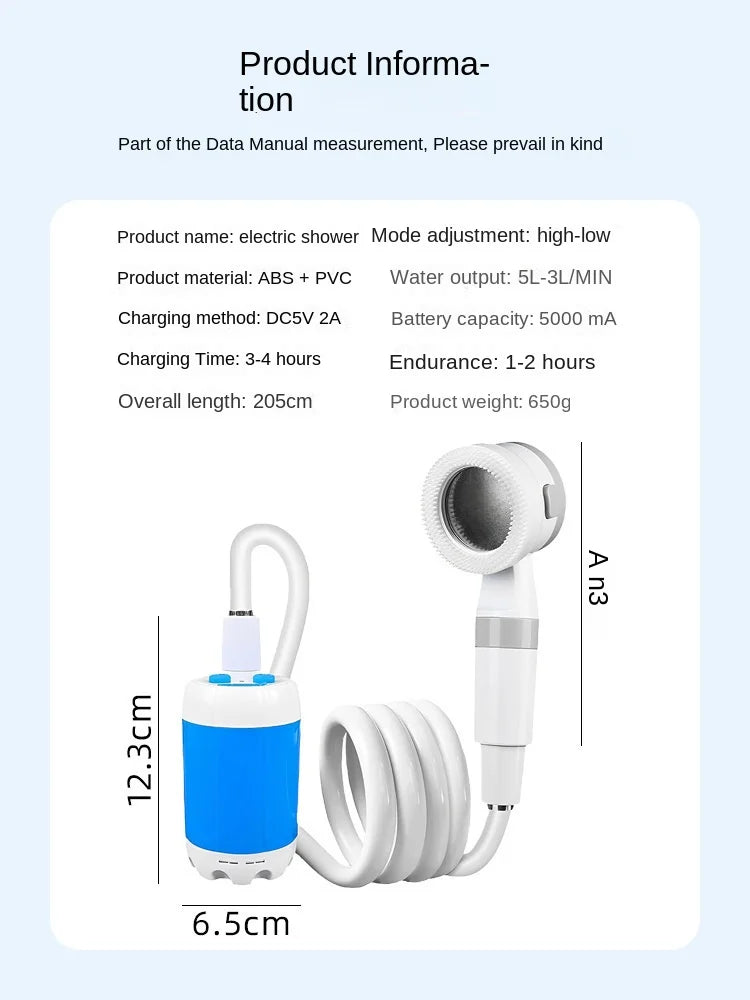Outdoor camping dormitory bath bath artifact household rental electric portable self-priming shower charging water pump shower