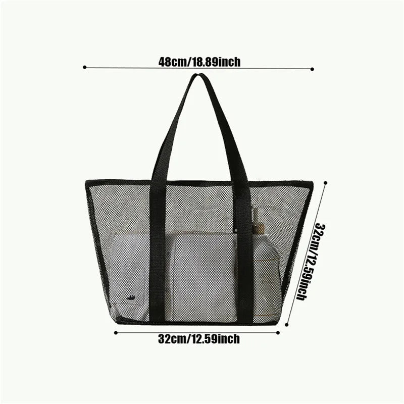 Portable Mesh Shower Caddy Tote Beach Bag Travel Storage Wash Bag Swimming Bath Bag Suitable for Outdoor Camping Quick Dry Tote
