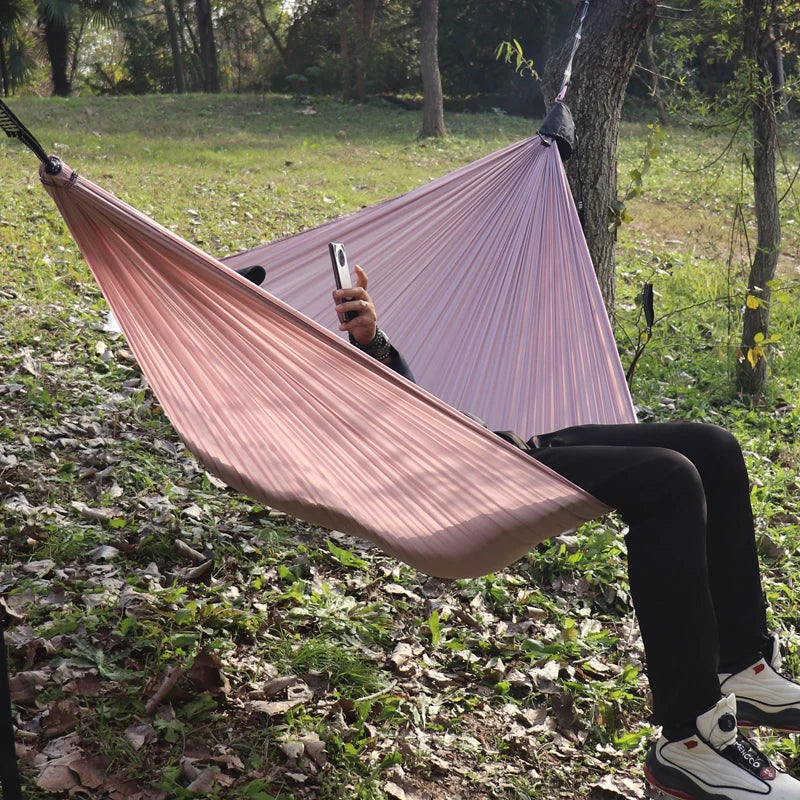 300x140cm Single Camping Hammock Lightweight Parachute Hammock with 2 Tree Strap 2 Hooks  Lightweight Portable Camping Hammock