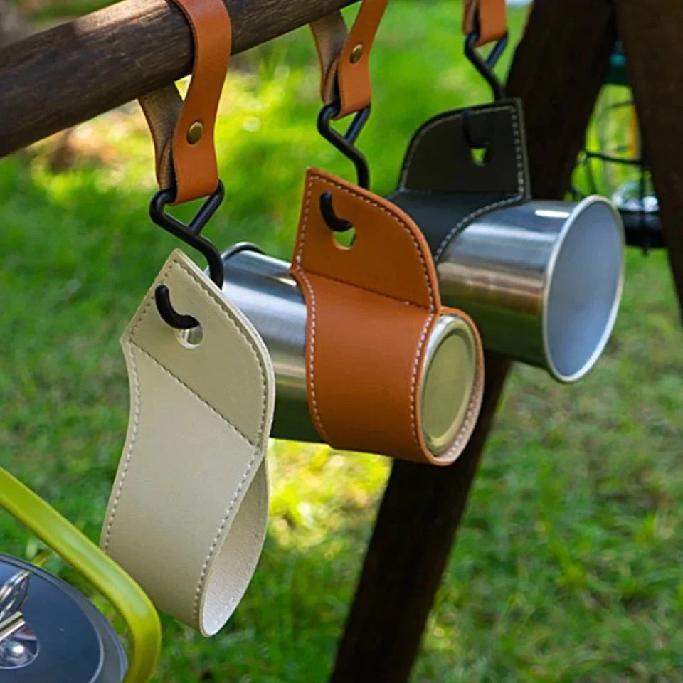 Camping Leather Cup Set Camping Coffee Cup Anti scalding Cup Set Camping Gathering Beverages