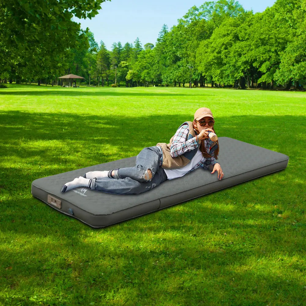 Single/Double Air Mattress Outdoor Camping High Rebound Sponge TPU Automatic Inflatable Cushion Bed for Hiking Backpacking
