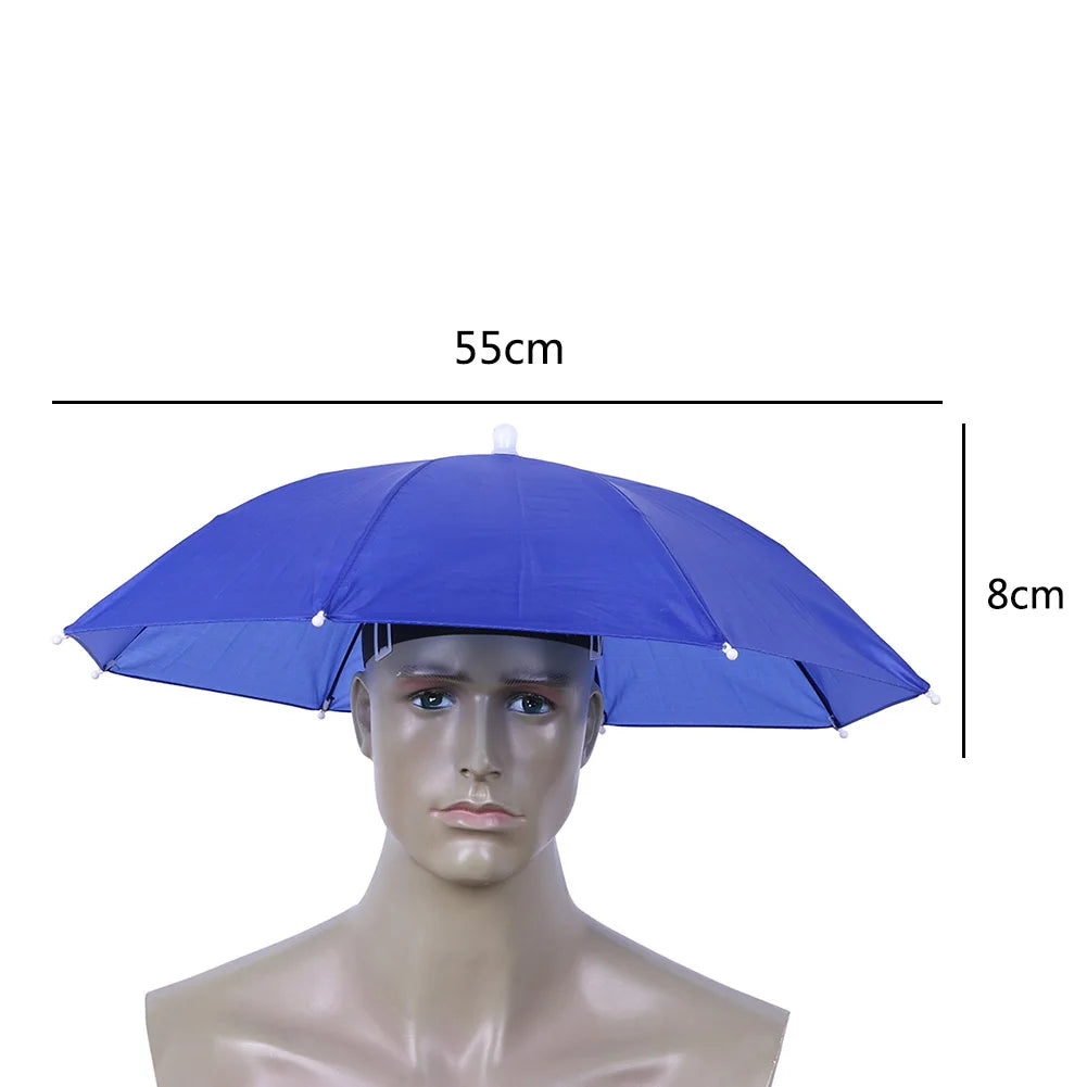 Portable Rain Umbrella Hat Foldable Outdoor Umbrella Hat Fishing Camping Sunshade Umbrella Bicycle Hiking Entertainment Sun Hat
