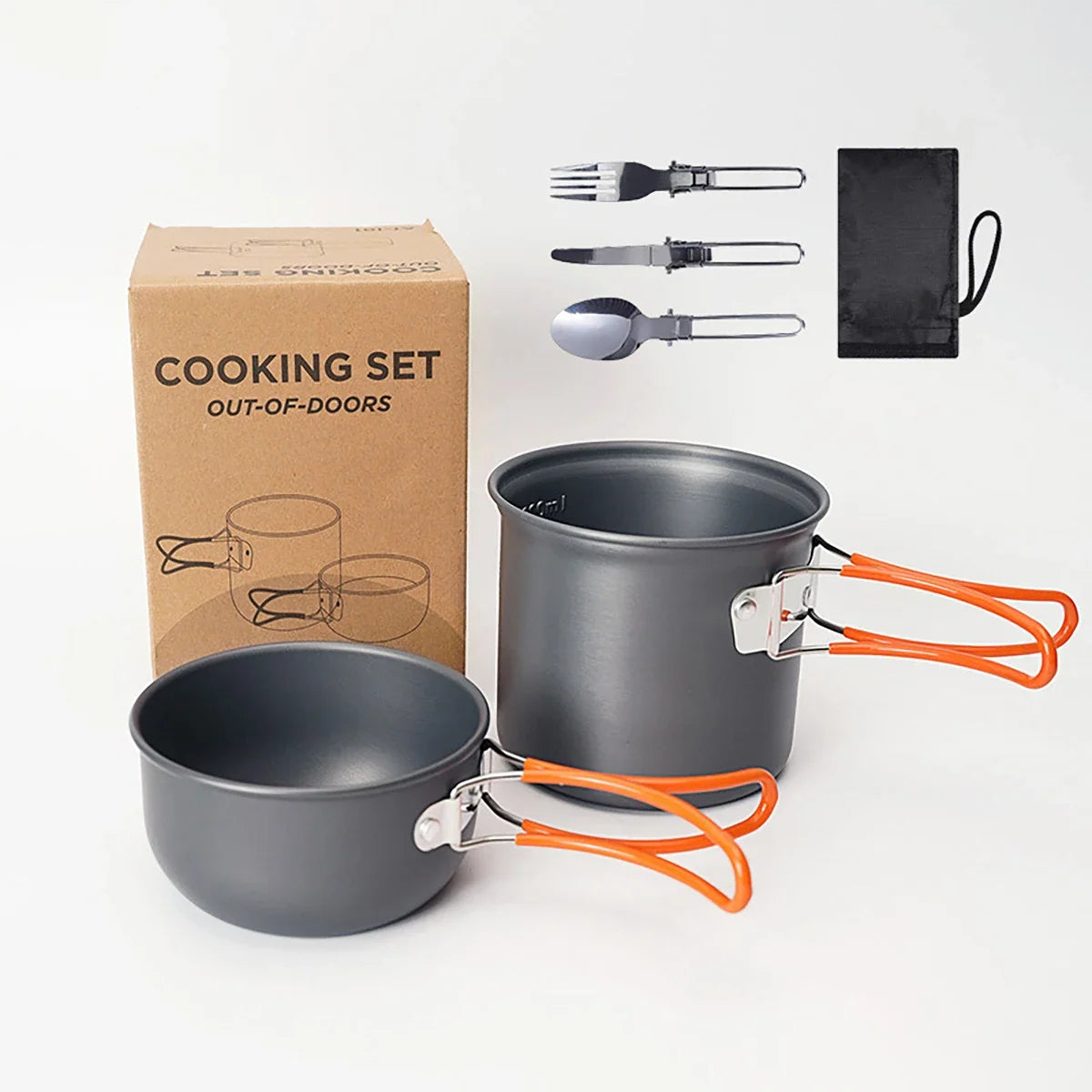 Camping Cookware Kit with Stove Outdoor Cooking Set with Knife Fork Spoon Outdoor Pot Travel Tableware Kitchen Hiking Picnic BBQ