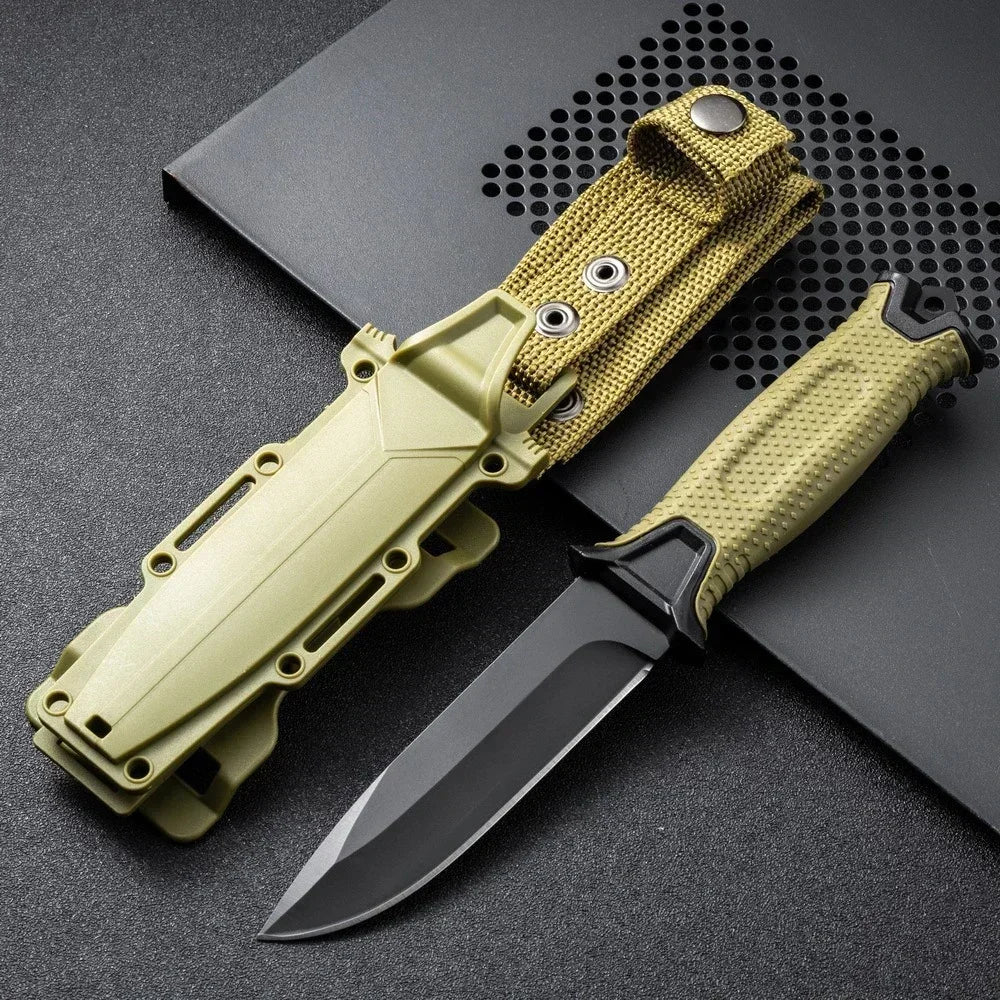 New EDC Tools for Outdoor Use Straight Serrated Knife, Portable Survival Knife for Camping, 440c Steel Fixed Blade Knife