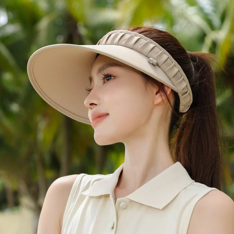 UV Protection Women's Wide Brim Sun Visor Cap 2025 New, Full Face Coverage Summer Open Top Hat for Outdoor