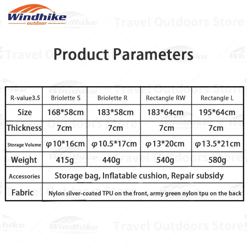 Windhike Inflatable Mattress Camping Outdoor Sleeping Pad Ultra Light Inflatable Cushion Portable For Travel Hiking Mat R3.5