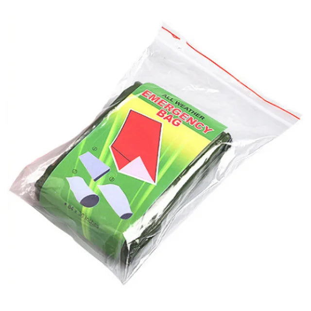Outdoor Emergency Sleeping Bag PE Aluminum Film Warm Windproof Waterproof Portable Survival Sleeping Bag for Camping Hiking