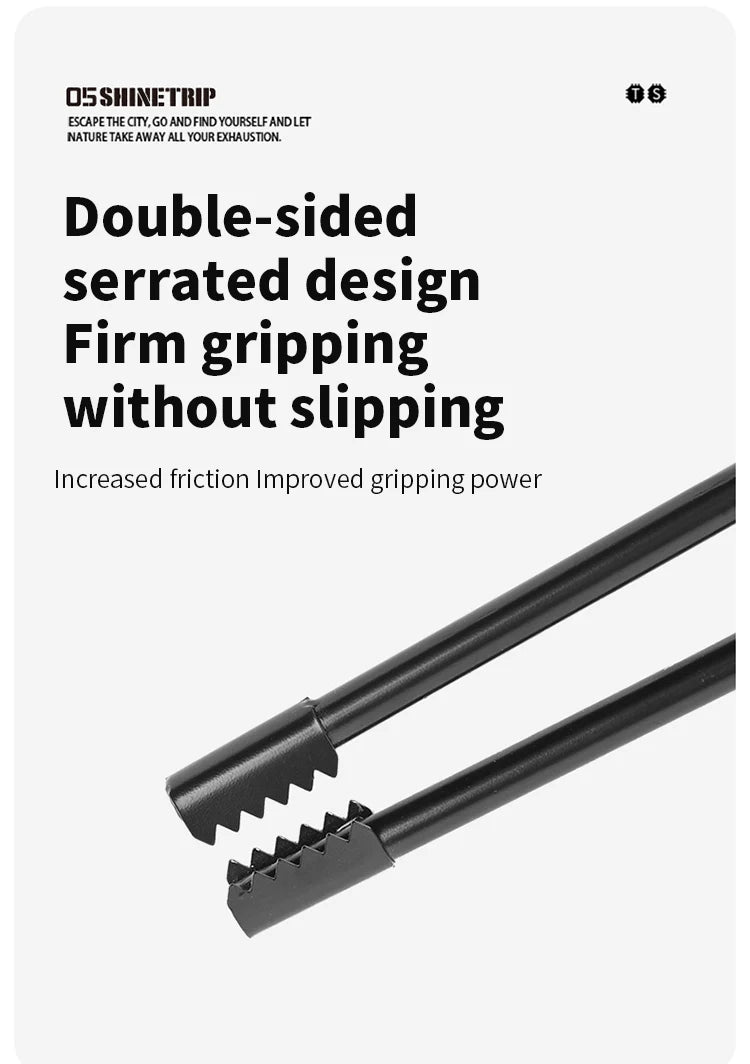 ShineTrip-Camping Fire Poker Outdoor BBQ Thickened Anti-Scald Carbon Fire Poker Lightweight Portable Carbon Steel Fire Poker