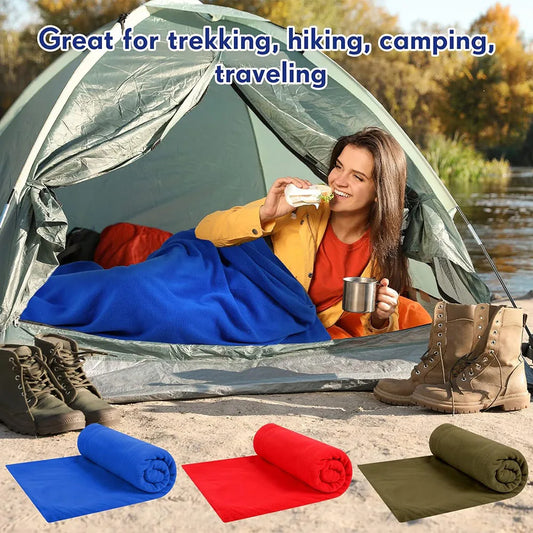 Outdoor camping warm sleeping bag 180x80cm adult fleece sleeping bag with inner packaging bag ultra lightweight and portable