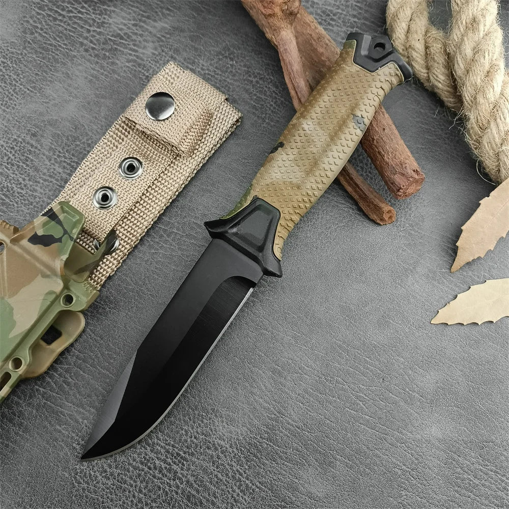 New EDC Tools for Outdoor Use Straight Serrated Knife, Portable Survival Knife for Camping, 440c Steel Fixed Blade Knife