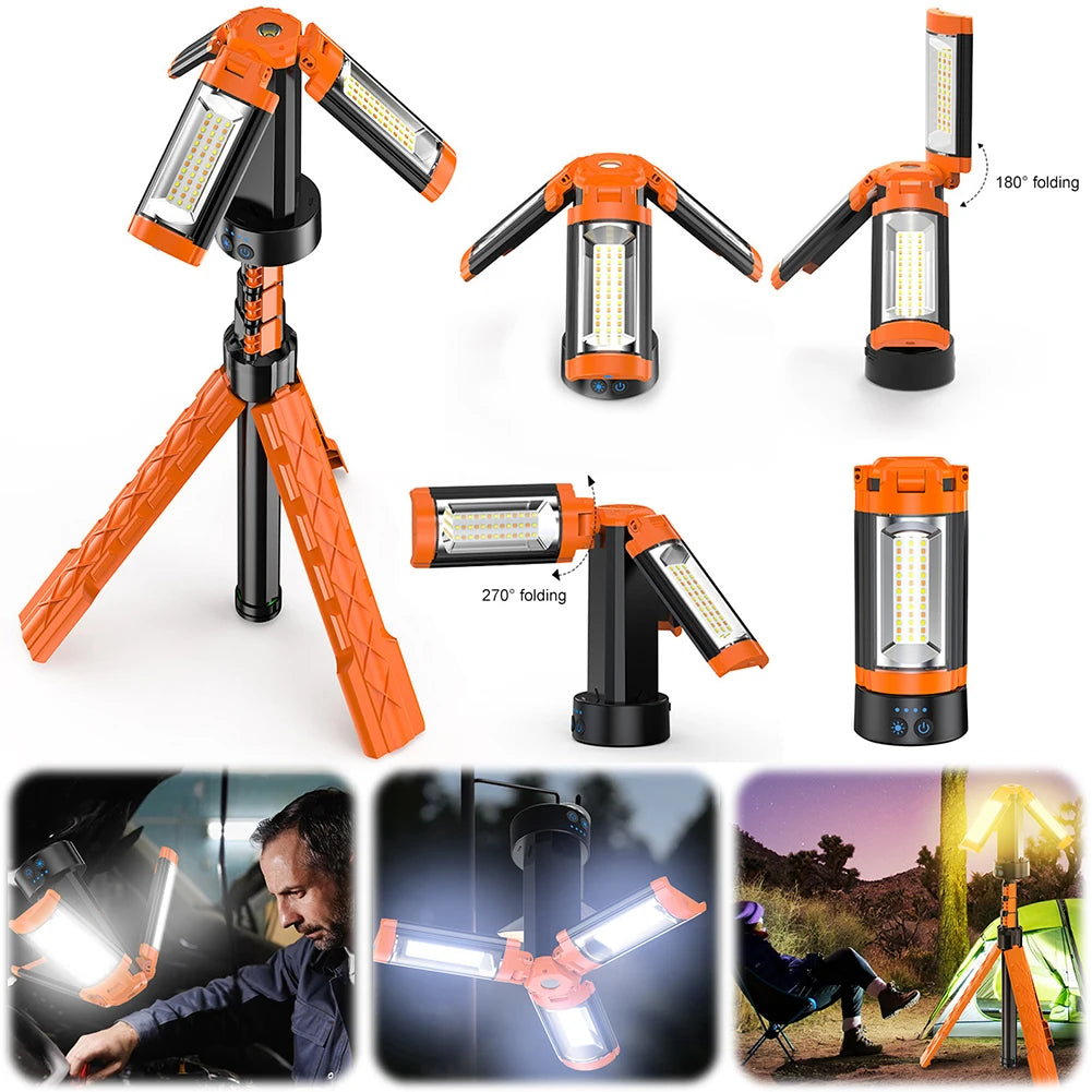 Folding Camping Light LED Work Light Multifunctional Rechargeable Camping Lantern Portable Camping Light for Adventure Fishing