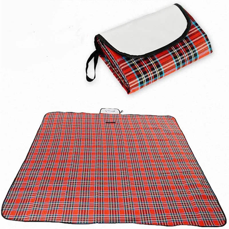 Camping Picnic Mat Portable Beach Blanket Waterproof Moistureproof Plaid Blanket Beach Mat Hiking Travel Foldable Sleeping Mat