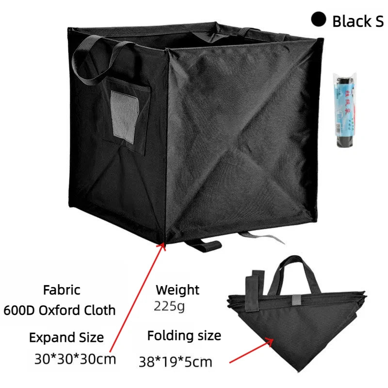 Trash Storage Basket with Rope Storage for Outdoor Camping Trash Organizers