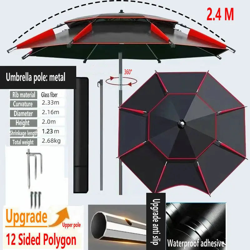 Fishing Umbrella Outdoor Sunshade Protector Thickened Version Beach Camping Backyard Large Parasol Waterproof Outdoor Umbrella