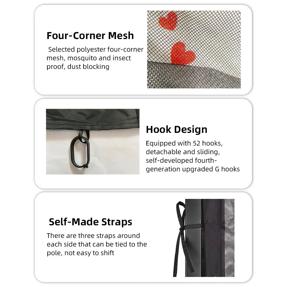 Mosquito Netting for Patio Canopy Umbrella Screen Netting for Porch Patio and Outdoor Living Spaces 4-Panel Patio Screen Walls