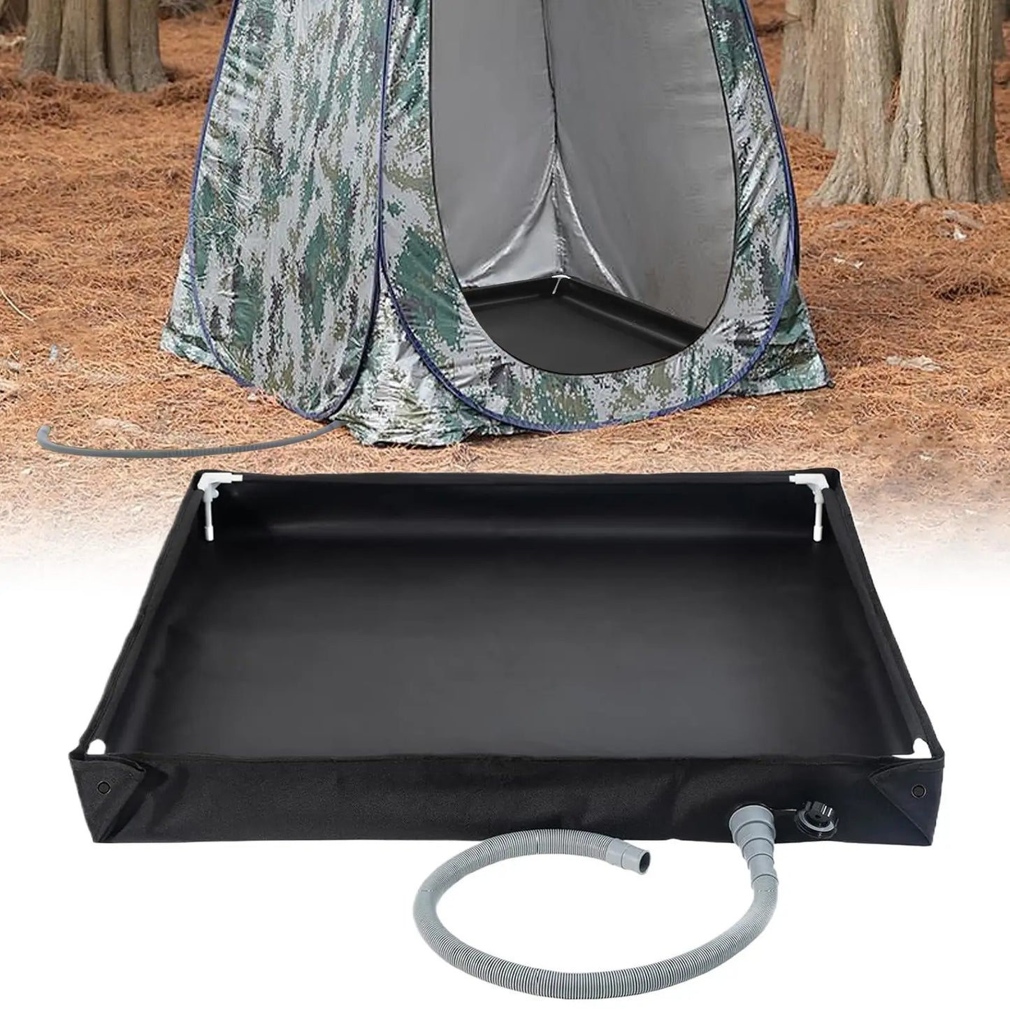 Camping Shower Pan Foldable Shower Basin Floor Base Standing Bath Floor Drainage Bowl For Outdoor Tent RV Road Trip Hiking