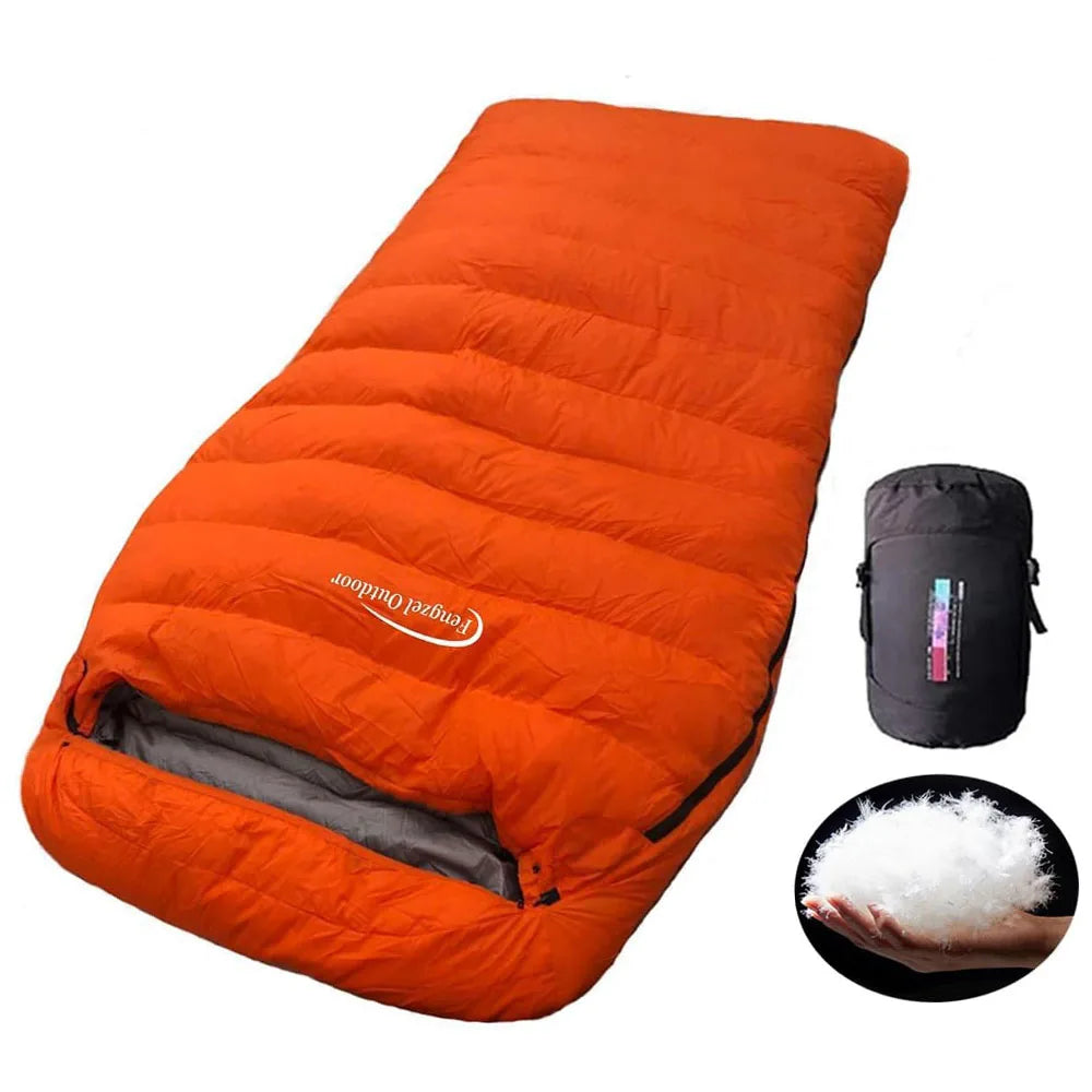 Outdoor camping, mummy style, double sleeping bag, 93% duck down 2000g filling, thickened, cold-proof and warm, adult sleeping b