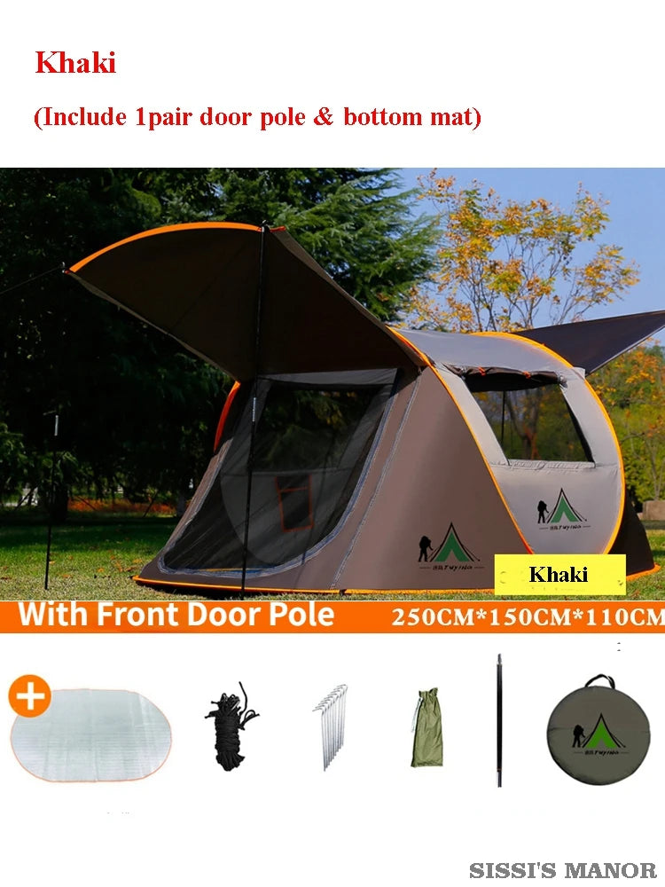 2-4Persons Pop Up Throw Tent Automatic Waterproof Large Space Family Outdoor Camping Portable Tourist Self-driving BBQ Equipment