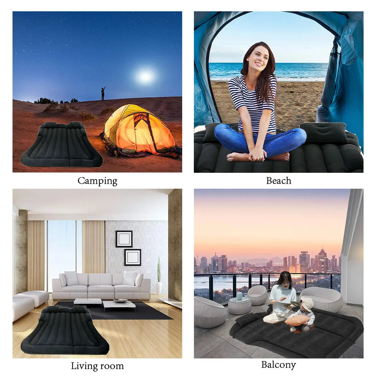 Car Air Bed SUV Air Mattress Inflatable Car Air Mattress Bed Car Inflatable Bed Back Seat Mattress with Two Pillows Durable Car