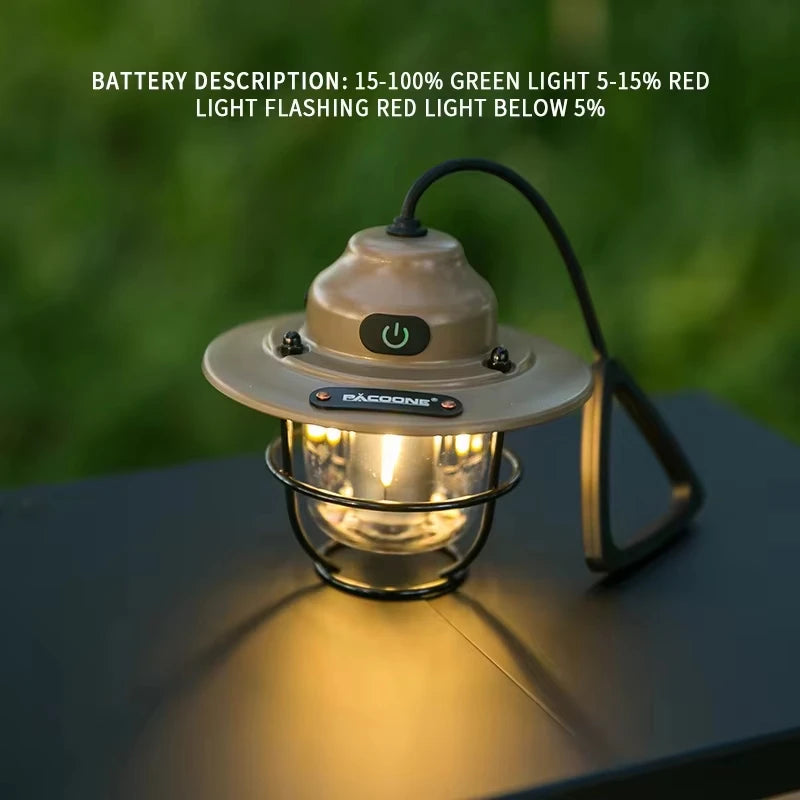 Modern outdoor camping lamp, infinitely dimmable atmosphere lamp, metal campsite lamp.