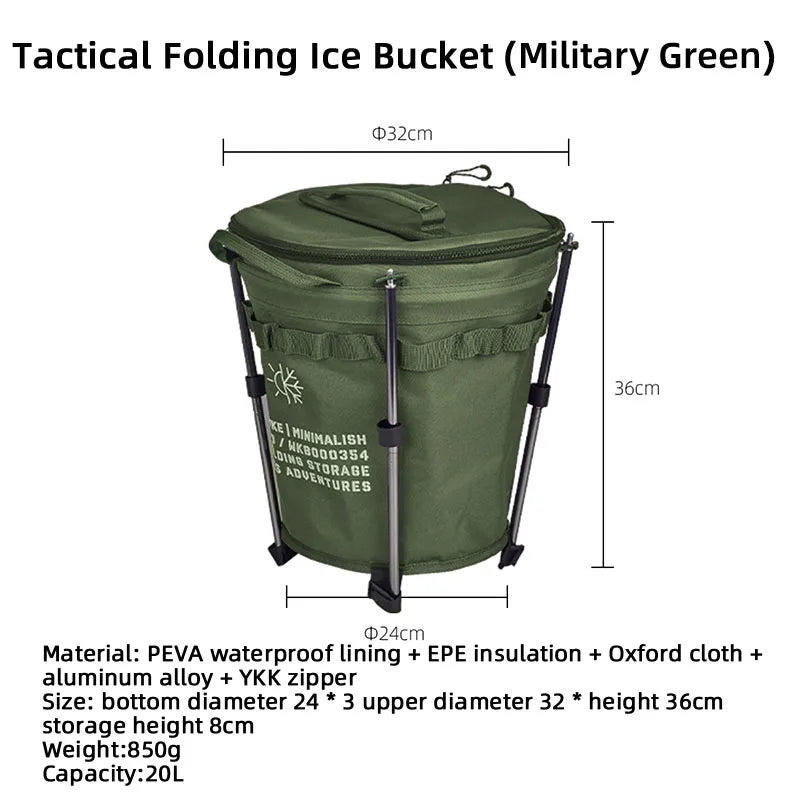 WELLHIKE Portable Collapsible Outdoor Camping Ice Bucket Car Carrying Round Bucket Insulation Keep Cold Keep Fresh Bag