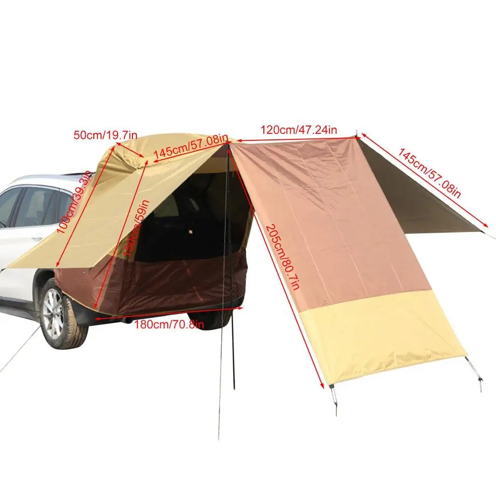 Portable Camping SUV Trunk Tent Car Rear Door Tent SUV 3 Sided Extended Shade Tent Outside Shelter For Car Camping Accessories