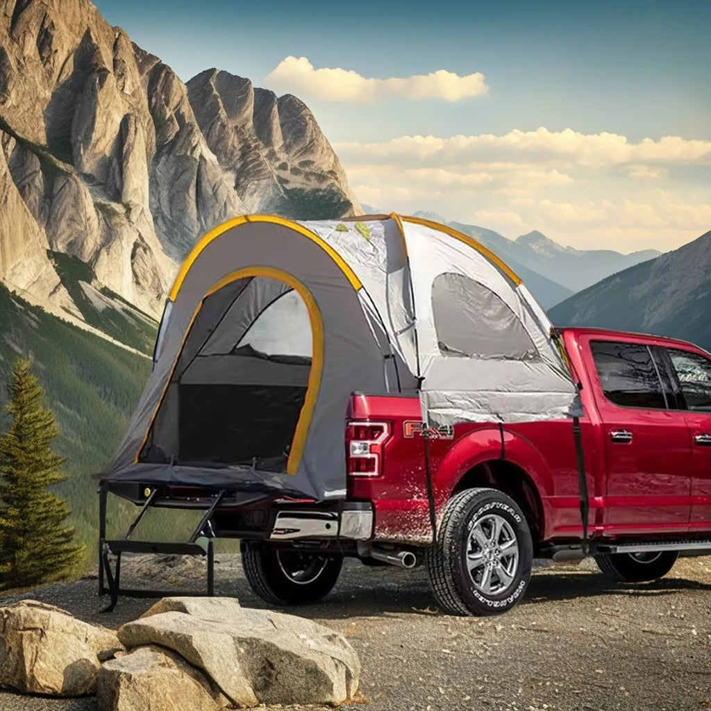 Portable 210D Oxford Pickup Truck Tent Rear Truck Awning For Outdoor Camping Waterproof Capacity 4 Person Foldable Car Rear Tent