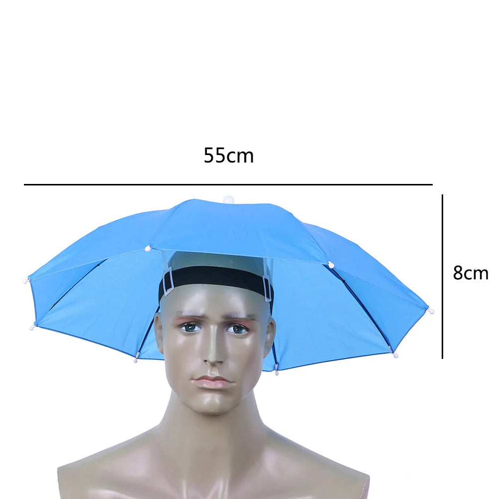 Portable Rain Umbrella Hat Foldable Outdoor Umbrella Hat Fishing Camping Sunshade Umbrella Bicycle Hiking Entertainment Sun Hat
