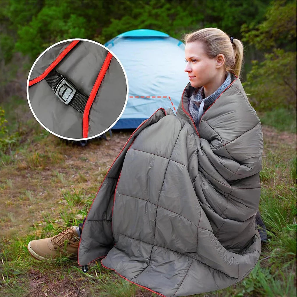 Outdoor Warm Camping Mat Climbing Blanket Waterproof Blanket Buttons Poncho Liner Ultralight Travel Sleeping Pad Quilt Mat