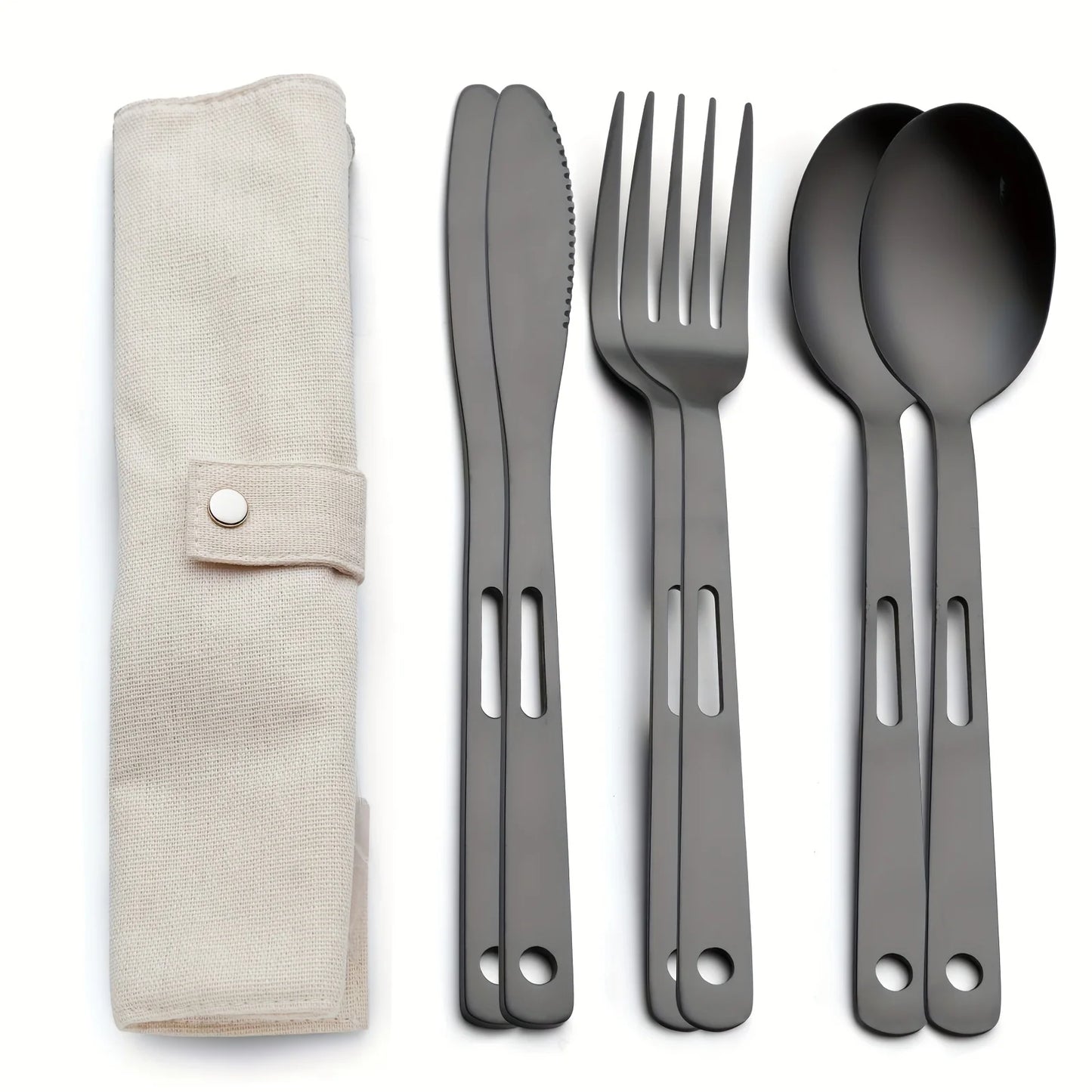Stainless Steel 6pcs/set Tableware - Outdoor Camping Picnic Knife Fork Spoon