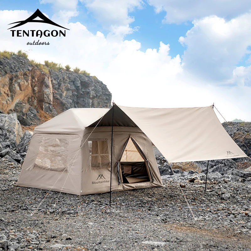 Outdoor Camping 3-4 Person Portable Waterproof Family Awning Beach Tent Quick Opening Fishing Tent Picnic Park Anti-UV Shade