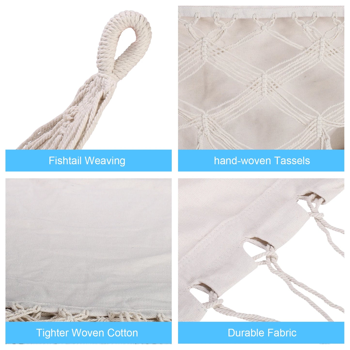 Macrame Fringe Hammock Boho Balcony Hammock Handmade Tassels Hammock 2 Person Double Hammock for Home Outdoor Backyard Beach