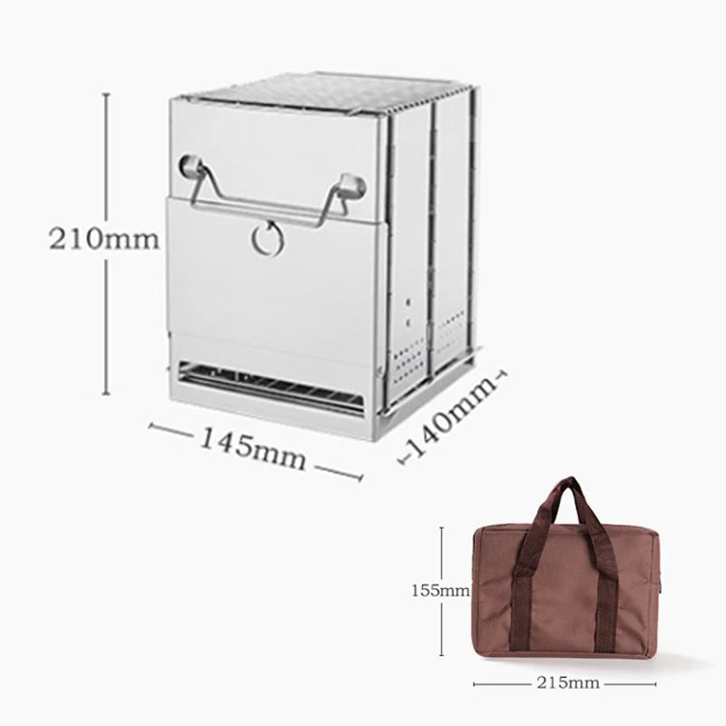 Camping Cooking Wood Stove Stainless Steel Firewood Collapsible Portable Barbecue Outdoor Bbq Cooking Equipment For Camping
