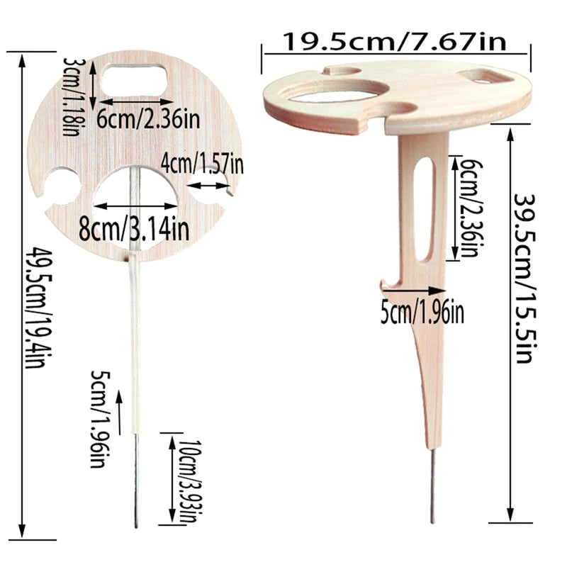 Freestanding Wine Table Rack Portable Foldable Table Wooden Rack Inserted Into The Ground Holder For Camping & Picnic