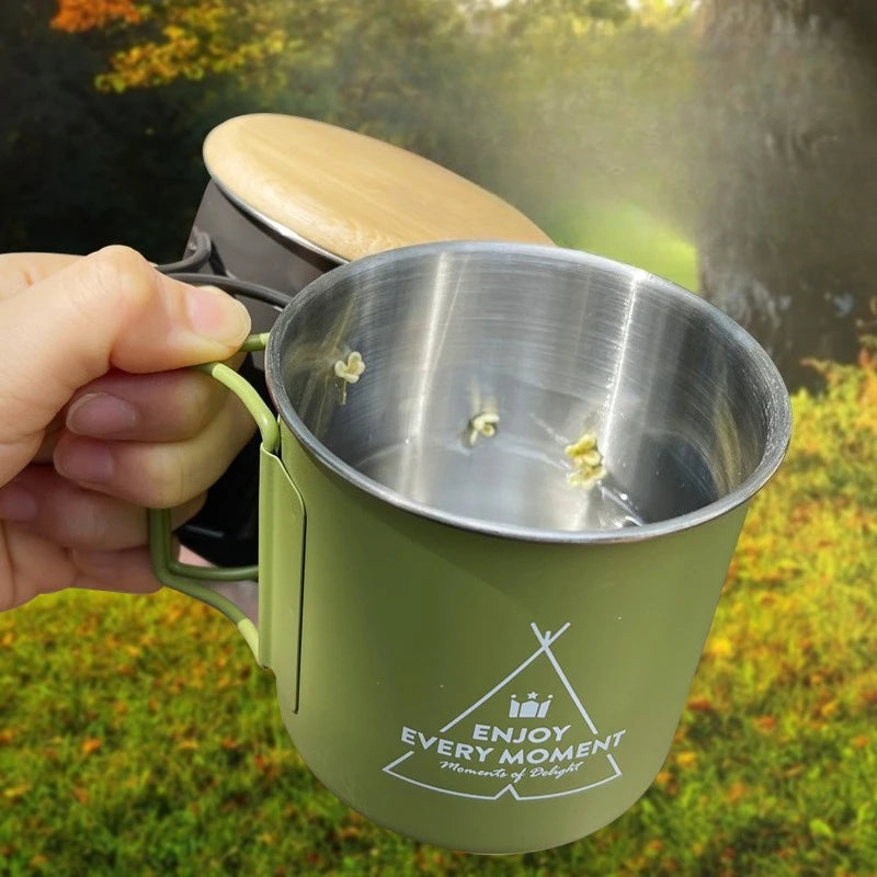 Camping Mug Titanium Cup Tourist Tableware Picnic Utensils Outdoor Kitchen Equipment Travel Cooking Set Cookware Hiking