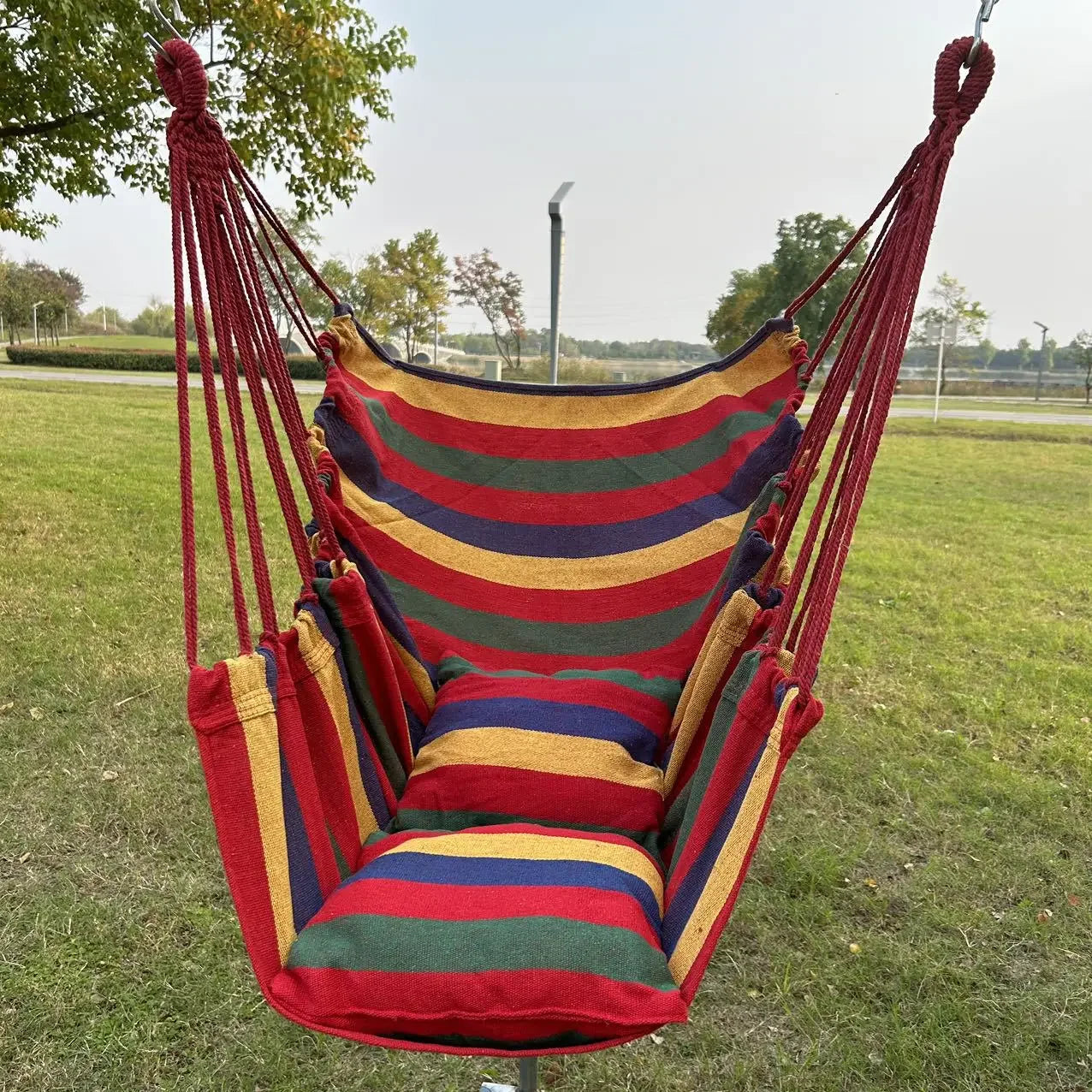 1pc Leisure Fabric Hammock Chair Outdoor Swing Chair Hammock Dormitory Hammock Chair Anti Rollover Hammock With Storage Bag
