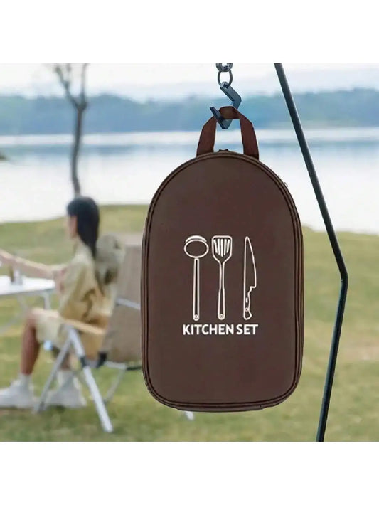 Outdoor Camping Cookware Storage Bag Cooking Utensil Organizer Kitchen Ware Container Bag Portable Picnic BBQ Tableware Pouch