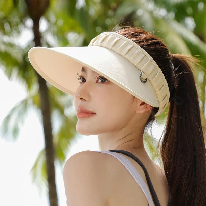 UV Protection Women's Wide Brim Sun Visor Cap 2025 New, Full Face Coverage Summer Open Top Hat for Outdoor