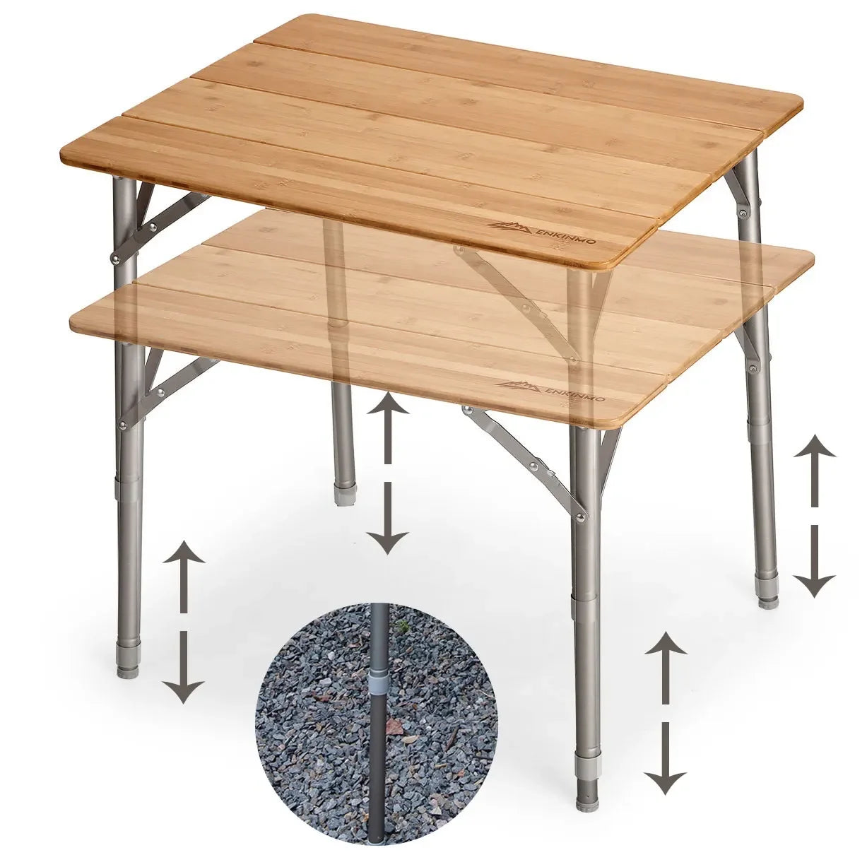 100*65cm Outdoor Camping Folding Large Table Aluminium Alloy Bamboo Table Portable  Adjustable Height