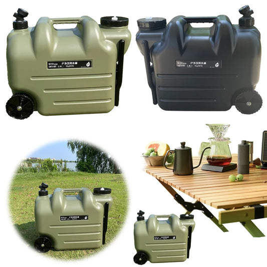 28L Car Drinking Water Storage Box Outdoor Portable Car Water Storage Box No Leakage with Faucet & Wheel for Camping Outdoor BBQ