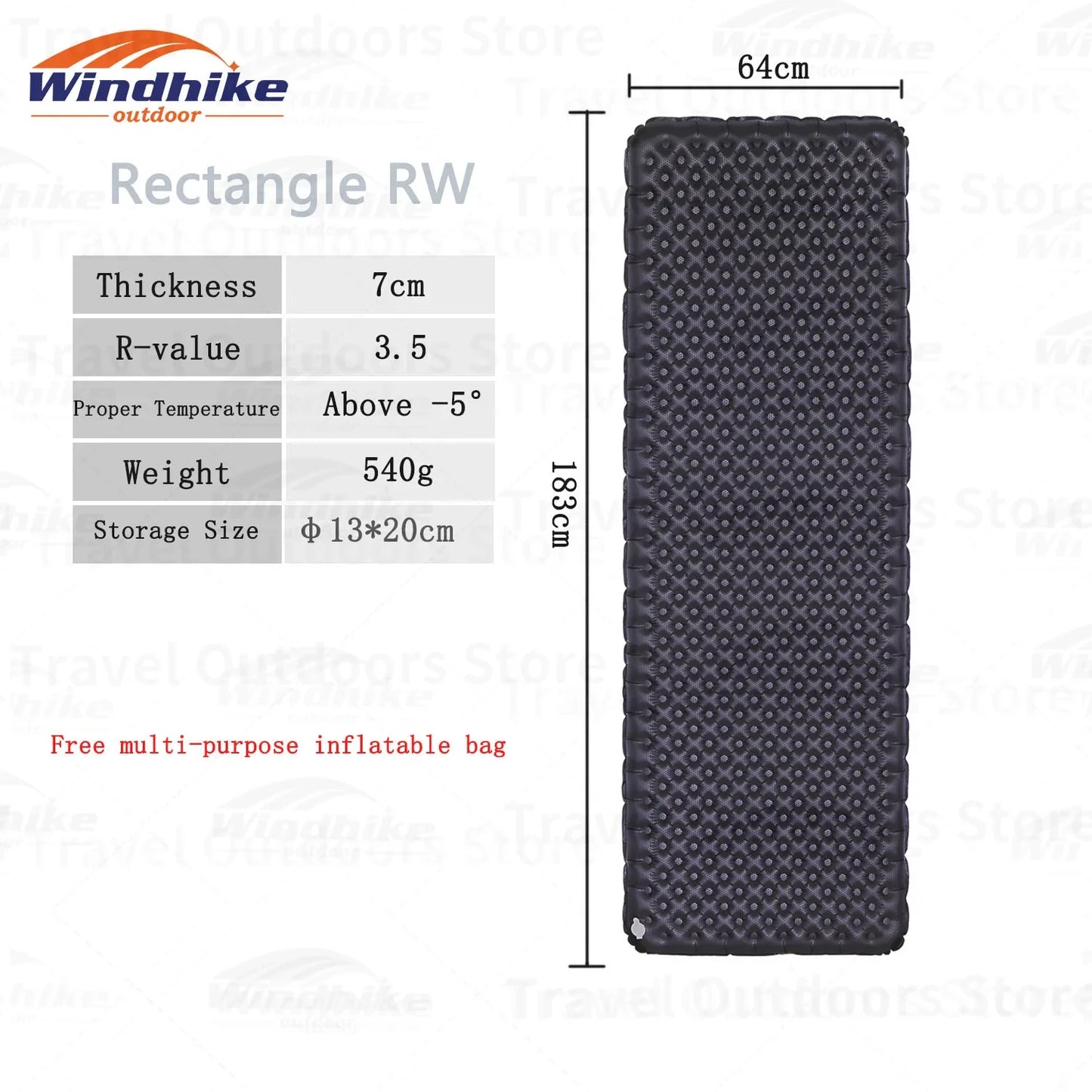 Windhike Inflatable Mattress Camping Outdoor Sleeping Pad Ultra Light Inflatable Cushion Portable For Travel Hiking Mat R3.5