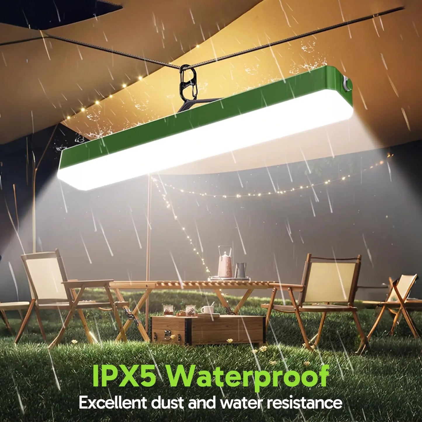 Solar Camping Lantern - 5400mAh Power Bank,2500LM IPX5 Waterproof,4 Modes & Magnetic Hook - Portable Camping Light Bar for Tent