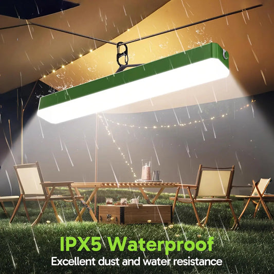 Solar Camping Lantern - 5400mAh Power Bank,2500LM IPX5 Waterproof,4 Modes & Magnetic Hook - Portable Camping Light Bar for Tent