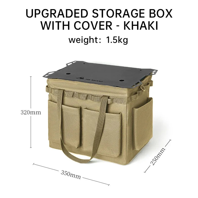 LargeCamping Storage Bag, Elastic Compression Oxford Storage W/ Waterproof Bottom, Multi-Pocket Outdoor Tool Organizer