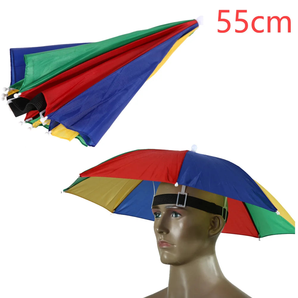 Portable Rain Umbrella Hat Foldable Outdoor Umbrella Hat Fishing Camping Sunshade Umbrella Bicycle Hiking Entertainment Sun Hat