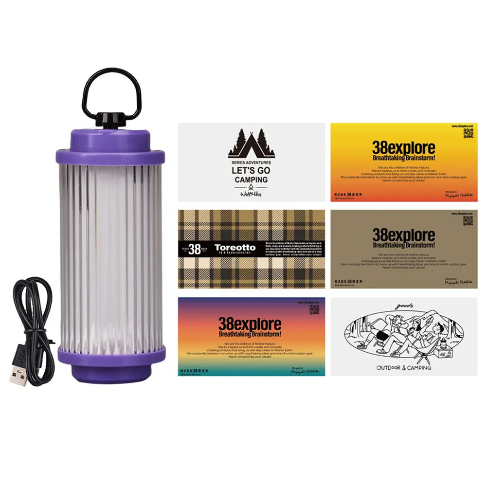 Camping Light LED Camping Lantern Type-C Rechargeable Stepless Dimmable Atmosphere Light with Magnetic Base for Camping Hiking