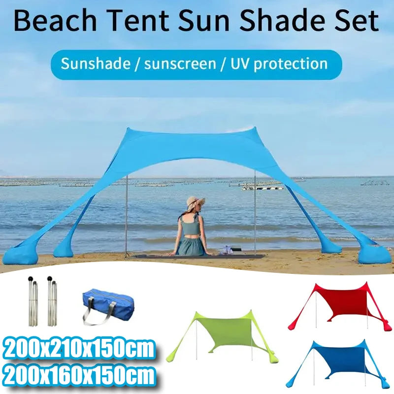 Home Beach Awning Outdoor Camping Sun Shade UV Protection Portable Windproof Beach Canopy with Storage Bag Camping Accessories