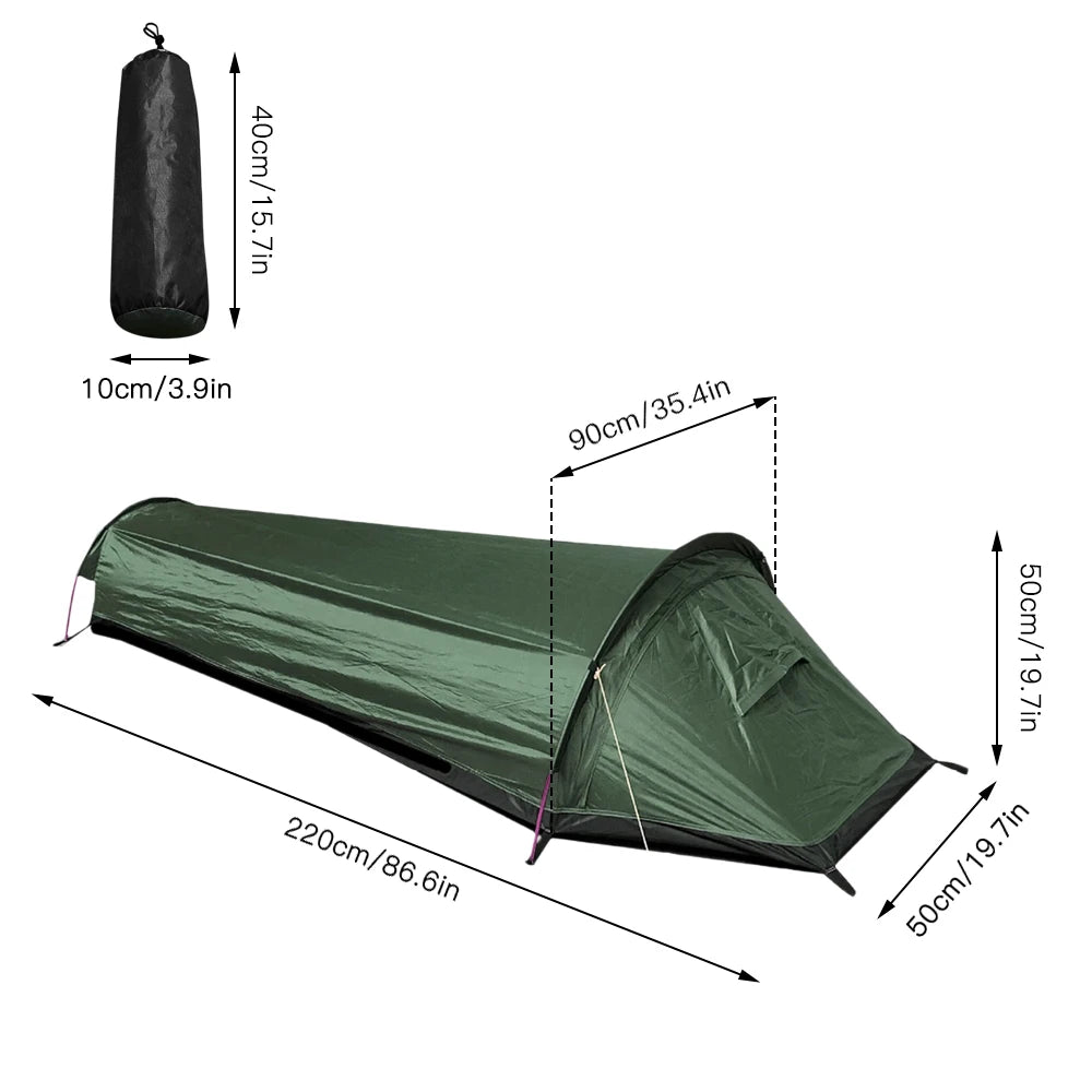 Camping Single Person Tent Ultralight Compact Outdoor Sleeping Bag Tent Larger Space Waterproof Sleeping Bag Cover for Hiking