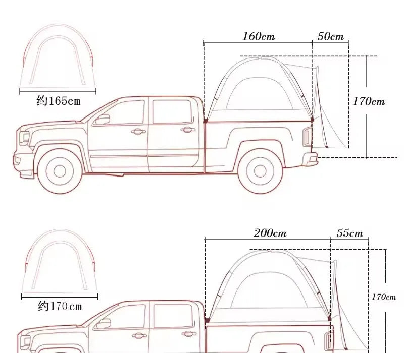 Portable 210D Oxford Pickup Truck Tent Rear Truck Awning For Outdoor Camping Waterproof Capacity 4 Person Foldable Car Rear Tent