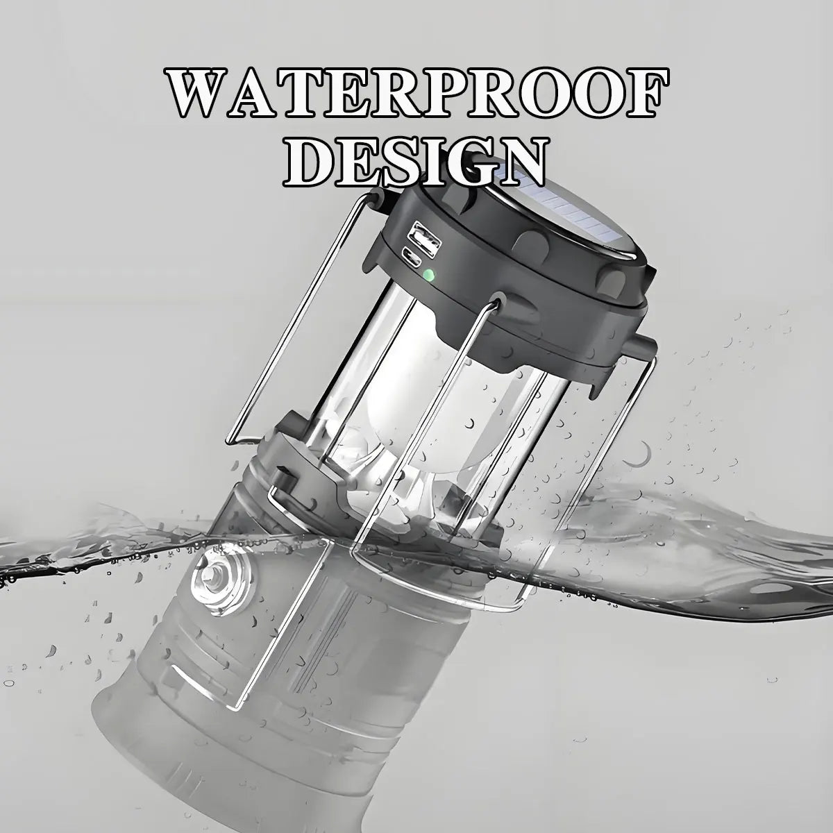 Solar Camping Lantern Collapsible LED Solar USB Rechargeable Lantern Flashlight Emergency Hanging Lights for Outdoor Camping